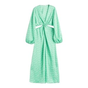 H&M Green and White Patterned Dress